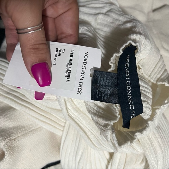 French Connection Winter White Turtle Neck Slot Side Long Sleeve Knit - Picture 2 of 2